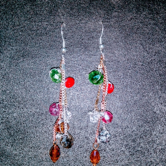 Swarovski Crystal Multi Colored Drop Earrings - Picture 2 of 2